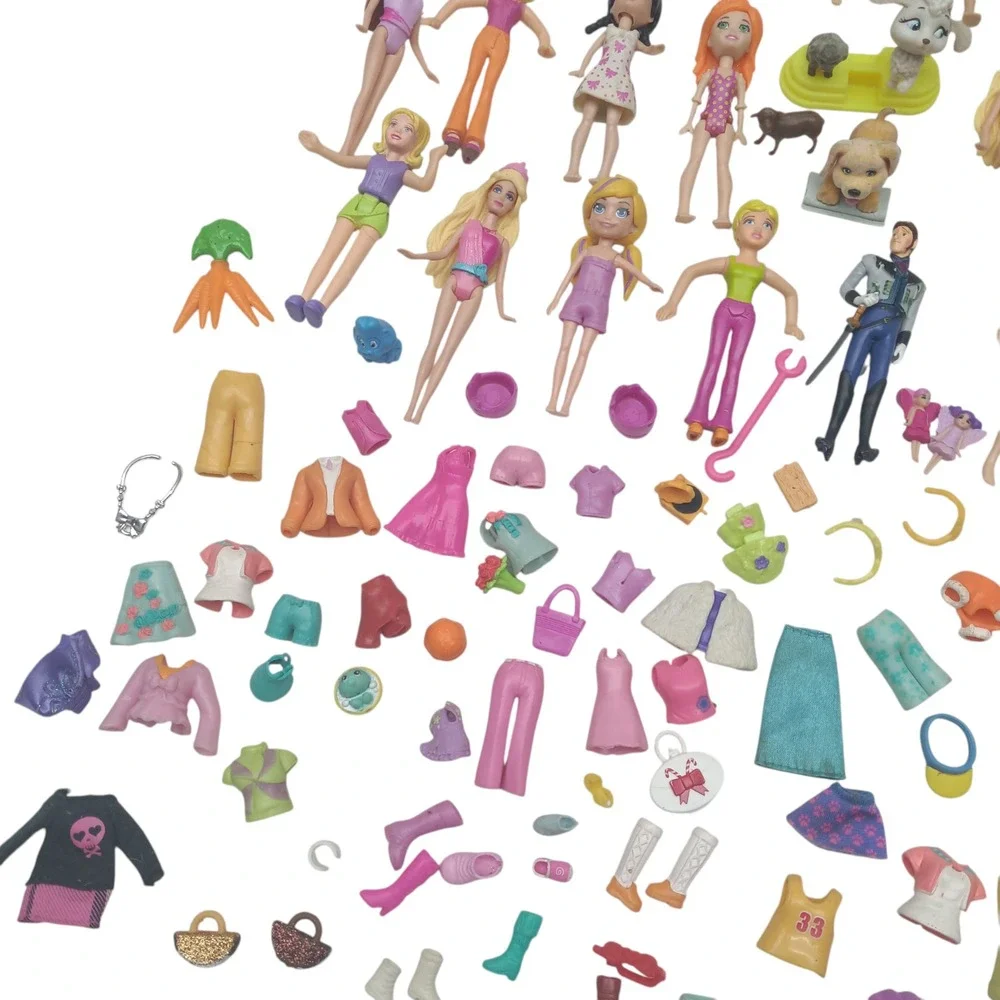 Mini Princess Polly Pocket Doll Mix + Rubber Clothes, Shoes, bags, hats, 100's‎